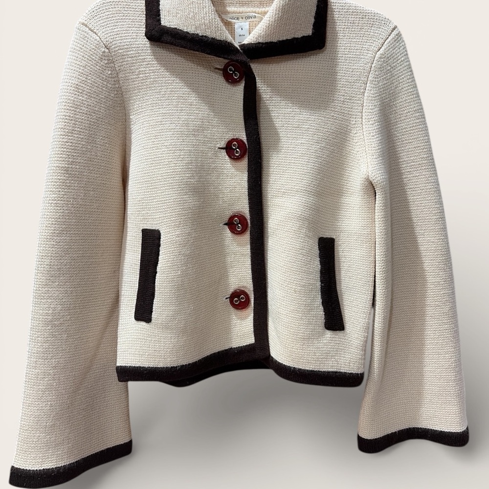 Alice + Olivia Ivory Jacket with Black Accents